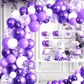 Purple and white balloon arch kit with confetti balloons for party decor - HY03-Purple White Confetti / Approx 100 Pieces Set
