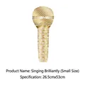 Golden microphone shaped aluminum foil balloon for 80s retro themed party decorations - 26.5x53cm