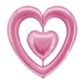 Ballon décoratif en aluminium rose en forme de cœur pour la Saint-Valentin et les fêtes - Cœurs Liés de 41 Pouces / Rose