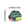 Back to School yard sign decoration with school bus and building, size 17x15 cm - Large Cake Topper (DAC200) / 1 Piece