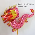 Giant pink and gold Chinese dragon foil balloon for Lunar New Year party decoration - Rose Red Dragon King / 110x104cm