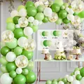 Complete green and white balloon arch kit with gold confetti for festive party decorations - HY04-Forest Green White Gold / Approx 100 Pieces Set