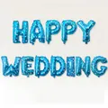 Kit de ballons HAPPY WEDDING en aluminium bleu avec motifs étoiles pour mariage - Happy Wedding / Bleu
