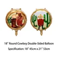 Palloncino cowboy western rotondo bifacciale da 18 pollici con design di cactus - Palloncino Rotondo Cowboy da 18 Pollici
