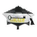 Detail view of a black graduation cap shaped foil balloon with Congrats GRAD text. - Graduation Cap Style / 62x46cm