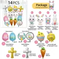 Set di 14 palloncini pasquali con coniglietti, uova, croci e carote. - Set 5