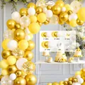 Yellow and gold balloon arch kit for wedding and birthday party scene decorations. - HY05-Yellow White Gold Confetti / Approx 100 Pieces Set