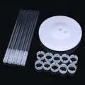 Balloon column stand kit with 5 poles, base and 10 clips for party decorations - 1.5m Crystal Pole / 10 Ring Clips Kit / White
