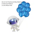Space theme birthday party balloon set with astronaut and 10 pearlescent blue balloons - Astronaut Latex Balloon Set / 11 Pieces Set (with Ribbon)
