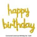 Gold script happy birthday connected foil balloons for birthday party decoration - Connected Lowercase Script / 3 Pieces/Pack / Gold