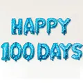 Kit de ballons en aluminium bleu à motifs d'étoiles HAPPY 100 DAYS pour fête - happy 100days / Bleu