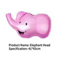 Close-up view of a cute pink elephant head foil balloon for birthday party celebrations - Medium Elephant / 41x65cm