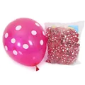 Premium 12-inch pink and red polka dot latex balloons set for wedding decorations - 12 Inch / Polka Dot Style / 100pcs Pack / Rose Red