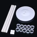 White balloon stand kit with base, poles, and ring clips for party decoration - 1.5m PVC Rod with Rings and White Base