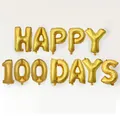 Ballons alphabet en aluminium doré formant HAPPY 100DAYS pour la fête de bébé - happy 100days / Or