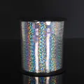 Detail view of 250-yard silver laser holographic ribbon for party decorations - 250 Yards/Pack / Silver