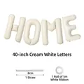 40 Zoll cremeweiße Folienballons HOME Set mit 8cm Strohhalm und 5m weißem Band Rolle SKU - Zuhause / Cremeweiß