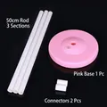 Adjustable balloon column stand kit with three 50cm poles, pink base, and connectors - Pink Base and 1.5m PVC Rod