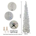150cm tall foldable white tinsel Christmas tree with sequins and two LED light strings - Starry Night Aurora (With Color Lights) / 150cm