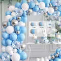 Blue white and silver balloon arch kit with mixed sizes for party decoration - HY10-Blue White Silver Confetti / Approx 100 Pieces Set