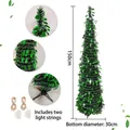 150cm green pop-up pencil Christmas tree with 2 string lights for party decoration - Eternal Forest (With Color Lights) / 150cm
