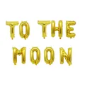 Metallic gold foil letter balloons spelling To The Moon for space theme birthday party - Thin Gold TO THE MOON