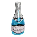 Large blue champagne bottle shaped foil balloon for birthday party celebration decor - Blue Wine Bottle Balloon
