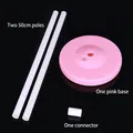 Balloon column stand kit with pink base and two 50cm white rods for party decor - Pink Base + 1m PVC Pole