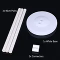 Durable balloon column stand kit with three 40cm poles, one white base, and two connectors - White Base + 1.2m PVC Pole