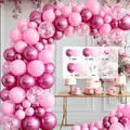 Pink balloon arch kit for wedding and birthday party with metallic and confetti balloons - HY12-Pink White Confetti / Approx 100 Pieces Set