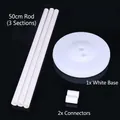 White balloon column stand kit with 3 rods, 1 base and 2 connectors. - White Base and 1.5m PVC Rod