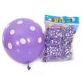 Purple 12-inch latex balloon with white polka dots, includes retail packaging for parties - 12 Inch / Polka Dot Style / 100pcs Pack / Purple