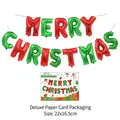 Detail view of 16 inch red and green Merry Christmas foil letter balloons set. - Merry Christmas / 14 Pieces/Pack / Red & Green Mixed