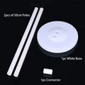 Balloon column stand kit with two 50cm rods, one white base and a connector piece. - White Base + 1m PVC Pole
