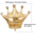 Large golden crown foil balloon for birthday party decoration, size 79x65cm inflated. - Large Gold Crown / 79x65cm