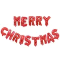 16-inch red Merry Christmas foil balloon set featuring white heart pattern for holiday decor - Red Heart Print Christmas Letters