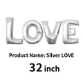 32-inch large silver LOVE foil balloon for wedding Valentine's Day party decor - LOVE Collection / 32 inch / Silver