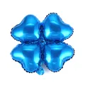 Shiny blue metallic four-leaf clover foil balloon for festive party and wedding arch - 18 Inch / Clover Heart / Blue