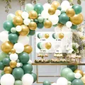 Sage green white and metallic gold balloon arch garland kit for wedding and party decor - HY16-Sage Green White Gold / Approx 100 Pieces Set
