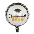 Round graduation foil balloon featuring Congrats Grad text and cap icon for party decor - 18 Inch Graduation Round Ball Style / 18 Inch
