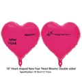 Pink heart-shaped foil balloon with Happy New Year printed text for party decor - Heart's Delight / 18 Inch