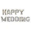 Kit de ballons en aluminium alphabet Happy Wedding argent pour décor de mariage - Happy Wedding / Argent