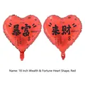 Paire de ballons en aluminium cœur rouge de 18 pouces avec calligraphie de prospérité - Fortune Wealth - Red / 18 Pouces