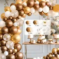 Gold and white balloon arch kit with confetti balloons for elegant wedding decoration - HY19-Gold White Confetti / Approx 100 Pieces Set