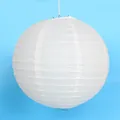 Classic white round paper lantern for festive wedding or mall ceiling decoration - 15cm / White
