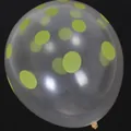 Transparent 12-inch latex balloon featuring vibrant lime green polka dot patterns for parties - 12 Inch / Polka Dot Style / 100pcs Pack / Transparent Green Dot