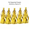 Metallic gold foil tinsel tassels hanging decoration for birthday parties and weddings - 5 Pieces / Gold