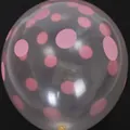 Clear 12-inch latex balloon featuring candy pink polka dots for party wedding decor - 12 Inch / Polka Dot Style / 100pcs Pack / Transparent Red Dot