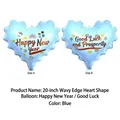 Ballon en aluminium bleu en forme de cœur 20 pouces avec vœux de Nouvel An et feu d'artifice - New Year Wavy Heart Blue / 20 Pouces