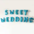 Kit de ballons alphabet en aluminium bleu SWEET WEDDING avec un motif d'étoiles blanches - Sweet Wedding / Imprimé Étoile à Cinq Branches / Bleu